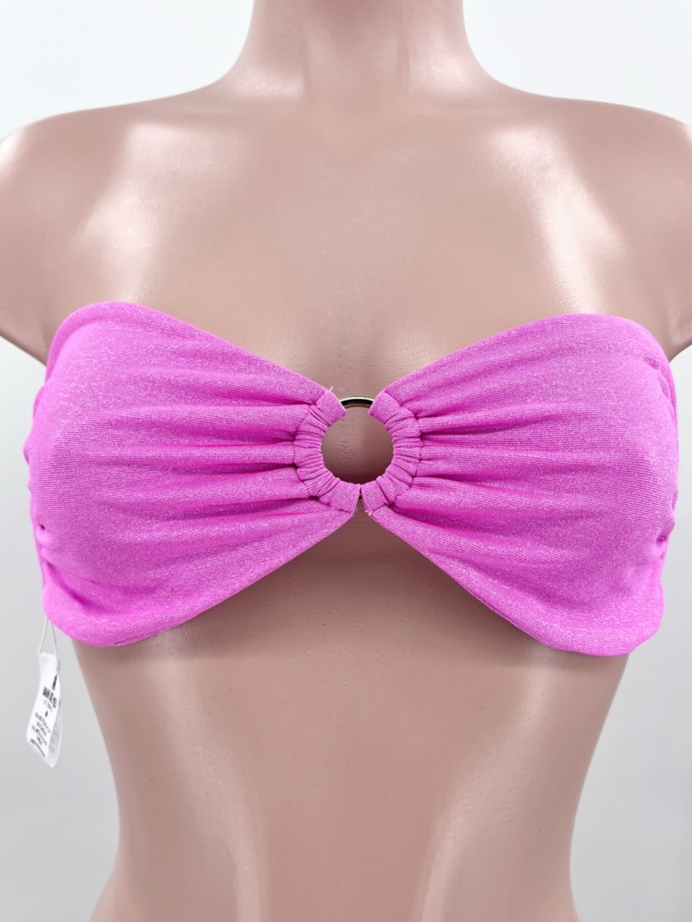 NWT Bain de Mer St. Tropez Pink Sparkly French Luxury Bandeau Bikini Top Size M